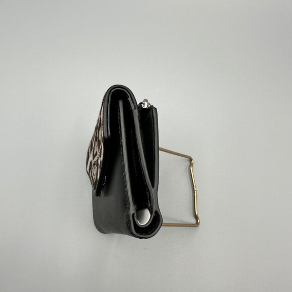 Michael Kors Jet Set Charm Black Leather and Leopard Print Calf Hair Wallet NEW - Picture 2 of 15